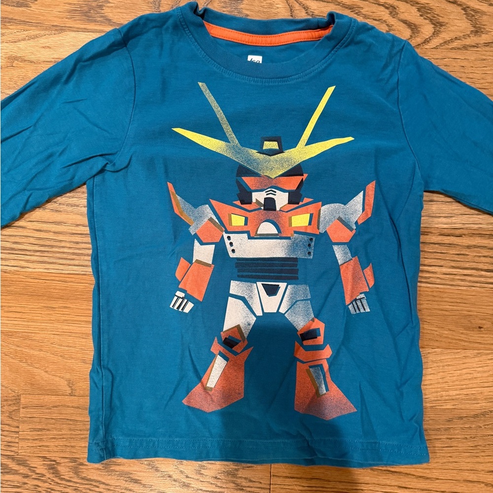 Tea Collection Teal Robot Long Sleeve Tee